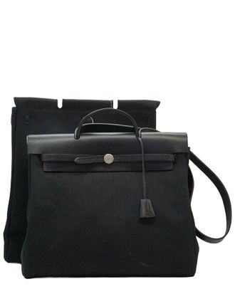 Herm&egrave;s Black Cotton Herbag Shoulder Bag (Authentic Pre-Loved)