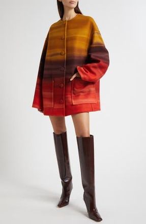 Ulla Johnson Ambrose Ombr&eacute; Stripe Oversize Melton Wool Blend Coat in Agate at Nordstrom Rack, Size Petite