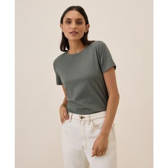 Pact Organic Cotton Luxe Stretch Jersey Slim Tee in Castor Green at Nordstrom, Size X-Small