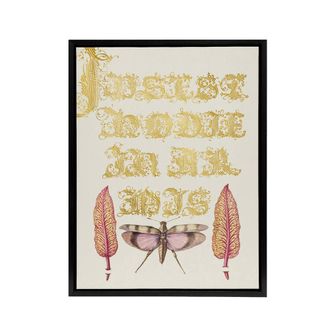 Artery8 Chard & Red Winged Grasshopper Calligraphy Framed Canvas Wall Art in Gold | Size: W24 x H32