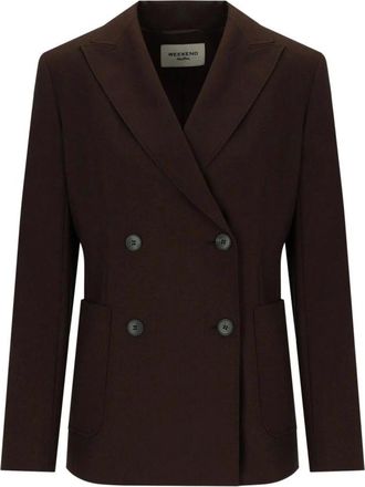Max Mara Ornati Double-Breasted Blazer - Dames - Jassen - Bruin - Maat: S Zijde