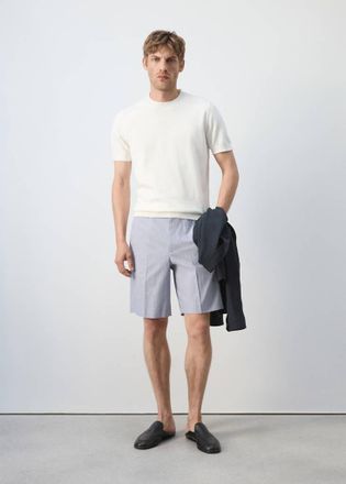 Mango Bermuda slim-fit misto cotone celeste - Uomo - 44 - MANGO MAN