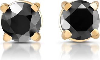 Pompeii3 Yellow Gold 1/5ct Round Cut Black Diamond Studs