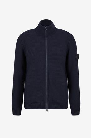 Stone Island Cardigan mit Stehkragen aus Baumwolle und Kaschmir Ghost