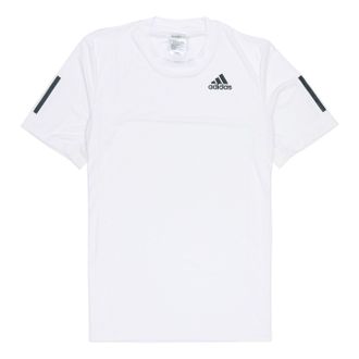 adidas Mens adidas Solid Color Stripe Sports Breathable Round Neck Short Sleeve White T-Shirt HP1999