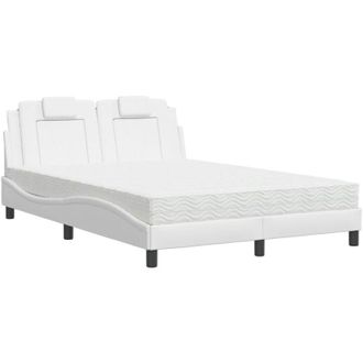 vidaXL Cama Viana Con Colch&oacute;n Cuero Sint&eacute;tico Blanco 120x200 Cm Vidaxl