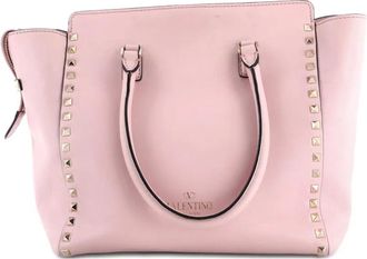 Valentino Garavani Rockstud Rigid Leather Medium tote bag - Roze