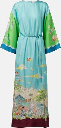 Alemais Alémais Abito lungo Daria in seta con stampa