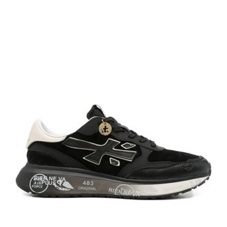 Premiata Black Leather Graphic Charm Sneakers