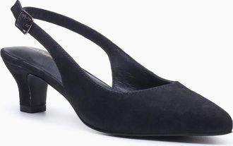 Hush Puppies Womens Hush Puppies Nahla Buckle Kitten Heel Womens Black Pointy Slingback Shoes - Size: 7
