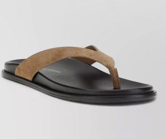 Stuart Weitzman suede strap flat sole open toe slides