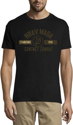 Generic Krav MAGA Contact Combat Martial Art Established 1948 Crew Neck Cotton Mens T-Shirt Black Medium