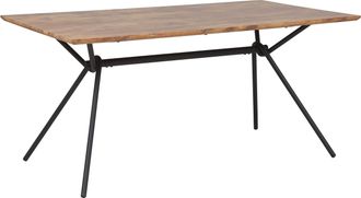 Beliani Mesa De Comedor Industrial Moderna Tablero De Mdf Madera Oscura Patas De Metal 160 X 90 Cm Amsterdam
