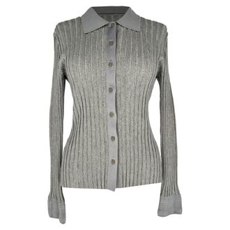 Altuzarra Ribbed-Knit Cardigan in Grey Cotton