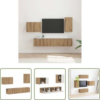 vidaXL Set di mobile per TV - Set di Mobiletto da TV a Parete 4 pcs Rovere artigianale