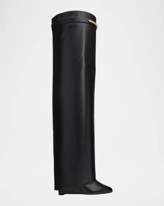 Givenchy 90mm Shark Pinch Leather Over-the-Knee Boots