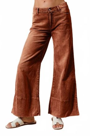 So Me Wide Leg Flared Washed Corduroy Pants In Rust