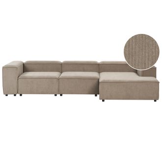 Beliani Beliani - Sof&aacute; Modular 4 Plazas Moderno Patas Negras Tapizado Pana Gris Pardo Izquierdo Ardal