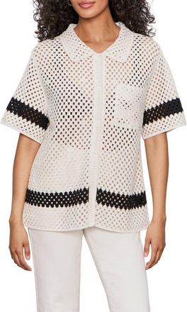 Sanctuary Crochet Stitch Cotton Resort Shirt in Macrame at Nordstrom, Size Medium
