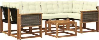 vidaXL Conjunto De Sof&aacute;s De Exterior 7 Uds. Natural Y Crema Vidaxl