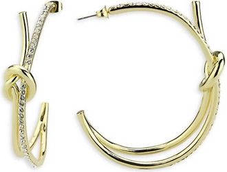 Via Saviene Crystal Knot Half Hope Earrings In Gold