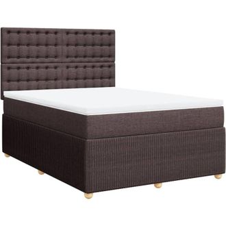 vidaXL Vidaxl - Cama Box Spring Con Colch&oacute;n Tela Marr&oacute;n Oscuro 160x200 Cm