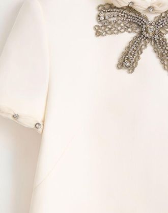 Valentino Abito Corto In Crepe Couture Ricamato Donna AVORIO 36