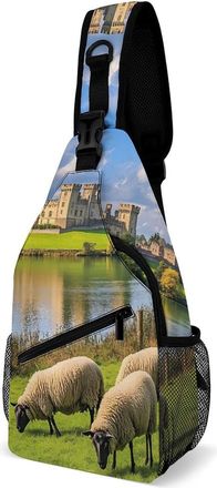 Generic Sheep Hever Castle Unisex Shoulder Bags Casual Crossbody Chest Bag Sling Backpack for Hiking Cycling Travel