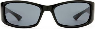 Le Specs Du Jour 60mm Rectangular Sunglasses in Black /Smoke Mono at Nordstrom