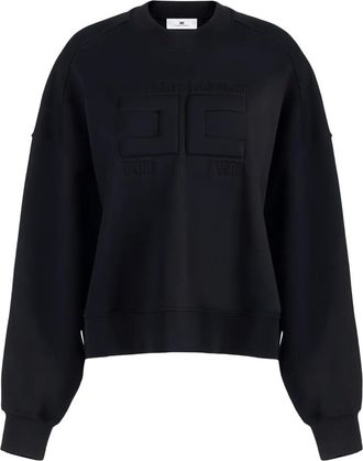 Elisabetta Franchi Sweater met logo-reli&euml;f - Zwart