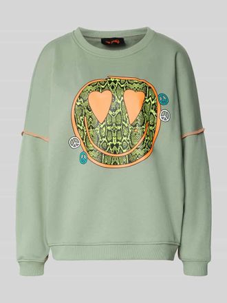 Miss Goodlife Oversized Sweatshirt mit Motiv-Print Modell Heartface in Lind, Gr&ouml;&szlig;e XL