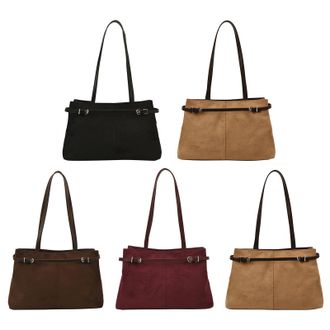 Generic Faux Suede Tote Bag Vintage Hobo Handbag Large Shoulder Bag for Women (Black)