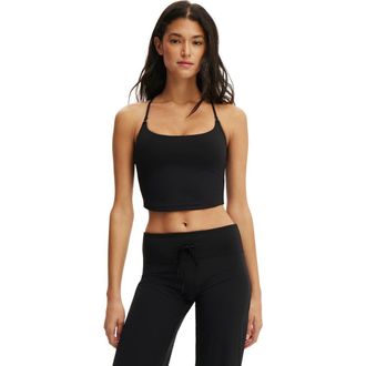 Cotton On Womens Active Ultra Soft Cropped Twist Back Tank in Black at Nordstrom, Size X-Small