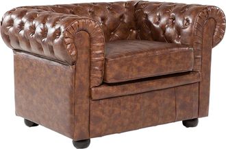 Beliani Beliani - Sill&oacute;n De Piel Sint&eacute;tica Marr&oacute;n Con Patas Negras Estilo Contempor&aacute;neo Chesterfield