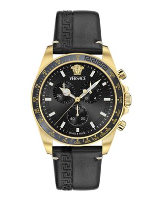 Versace Greca Chrono Wave Leather Watch