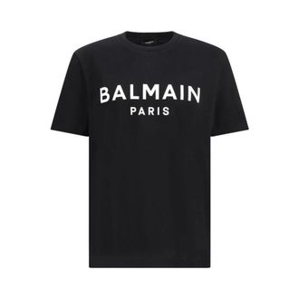Balmain T-Shirts, male, Black, Size: XL Cotton Graphic Print T-Shirt