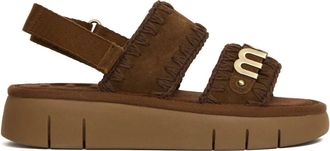 Mou Bounce Suede Flatform Sandalen - Dames - Sandalen - Bruin - 39 EU - Su&egrave;de - Schoenen