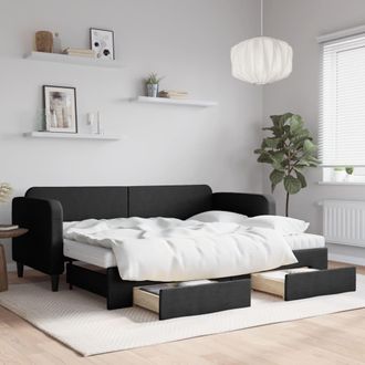vidaXL Vidaxl - Sof&aacute; Cama Nido Con Cajones Tela Negro 80x200 Cm