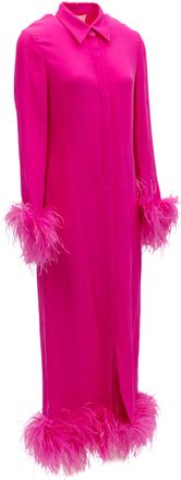 Valentino Garavani Womens Pink Feather Hem Dress