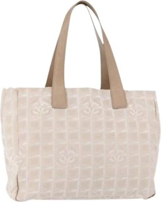 Chanel Pre-owned Tote Bags, female, Beige, Size: ONE SIZE Pre-owned Vintage Nylon Tote Bag