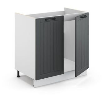 Vicco Armario Bajo Para Fregadero Fame-line, Antracita Casa De Campo, 80 Cm, Et Roble Vicco