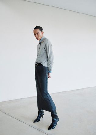 Mango Pullover collo polo maniche lunghe grigio chiaro vigor&eacute; - Donna - XXS - MANGO