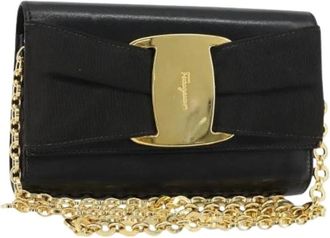 Ferragamo Pre-owned Leren Schoudertas - Dames - Vintage Clutch - Zwart - ONE Size - Leer - Vintage