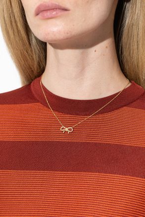 Ferragamo Necklace With A Pendant Featuring Sparkling Crystals, Womens, Gold