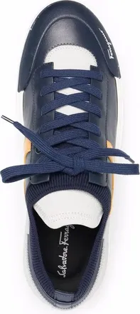 Ferragamo Logo-Print Lace-Up Sneaker - Navy