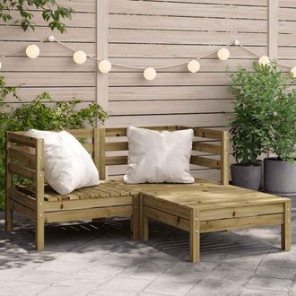 vidaXL Sof&aacute; De Jard&iacute;n 2 Plazas Con Reposapi&eacute;s Madera Pino Impregnada - Madera Impregnada - Sof&aacute; De Exterior