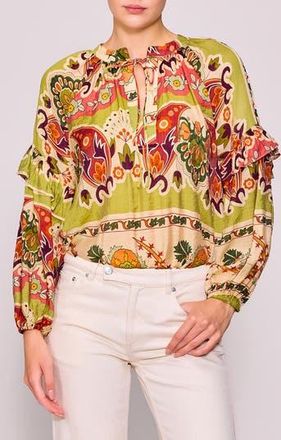 Melloday Print Woven Top in Green Multi at Nordstrom Rack, Size X-Large