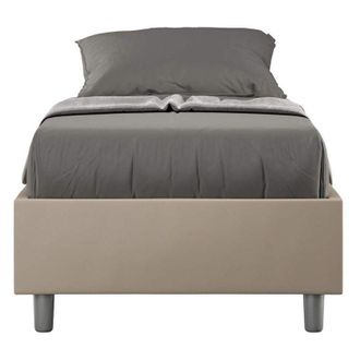 ITYhome Ityhome - Letto singolo contenitore imbottito 80x190 similpelle tortora Azelia