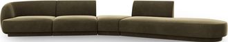 BLOOMINGLOFT 7-Sitzer Design Sofa Miley mit abgerundeter Form und Ottomane rechts - Samtbezug