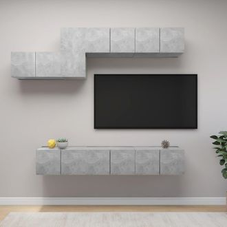 Berkfield Home 7 Piece TV Cabinet Set Concrete Grey Engineered Wood